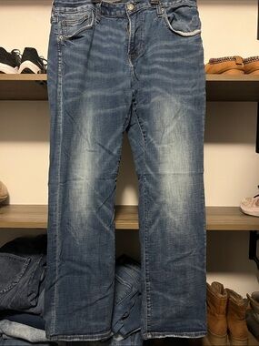 American Eagle Outfitters Men's Faded Blue Bootcut Jeans
